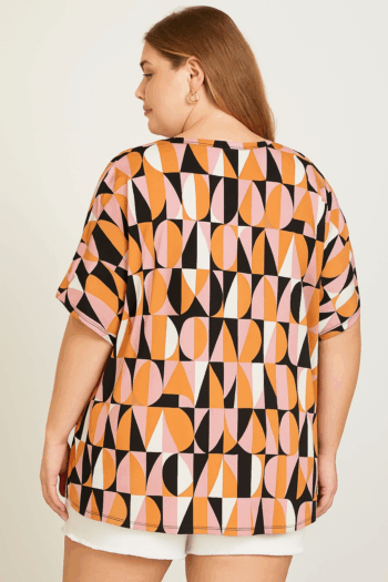 Plus Size Retro Short Sleeve Top