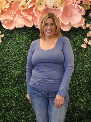 plus size slate blue side rouched t-shirt