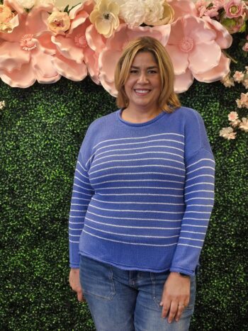 plus size mid size nantucket stripe summer sweater