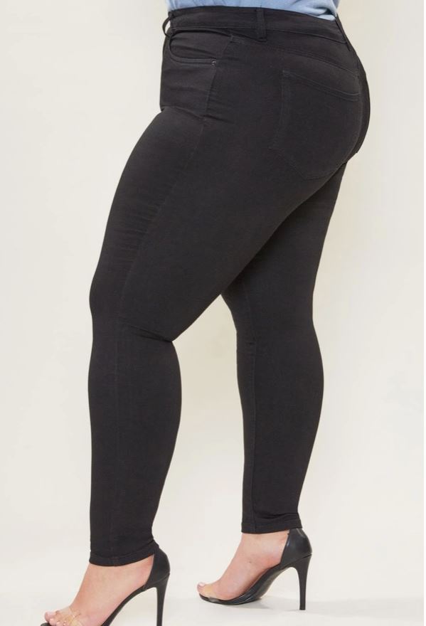 Plus Size Hyperstretch Denim Jeans in Black – Slimming 5-Pocket Jegging Style, Sizes 1x-3x