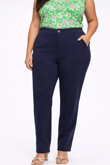Lightweight zip front pants for women navy breathable summer work pants with pockets Rhode Island boutique