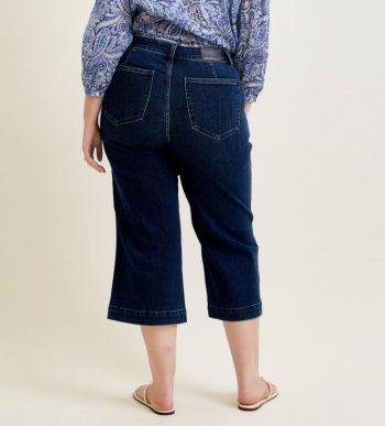 Back view of Judy Blue cropped jeans showing fit and pocket placement