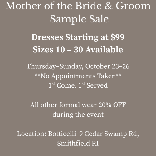 Event information for plus size mother of the bride groom dress sample sale